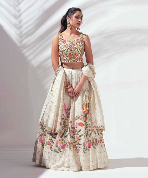 bridal faux georgette lehenga choli with heavy sequence embroidery