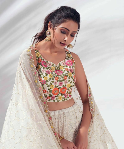 designer georgette lehenga choli for wedding and festive wear