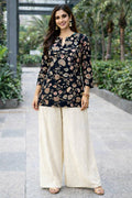 black floral rayon kurti palazzo set for women