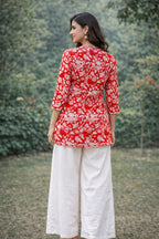 stylish red kurti palazzo co ord outfit women
