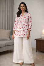 floral printed rayon kurti palazzo set for women