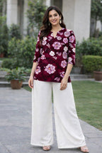 floral printed rayon kurti palazzo set for women