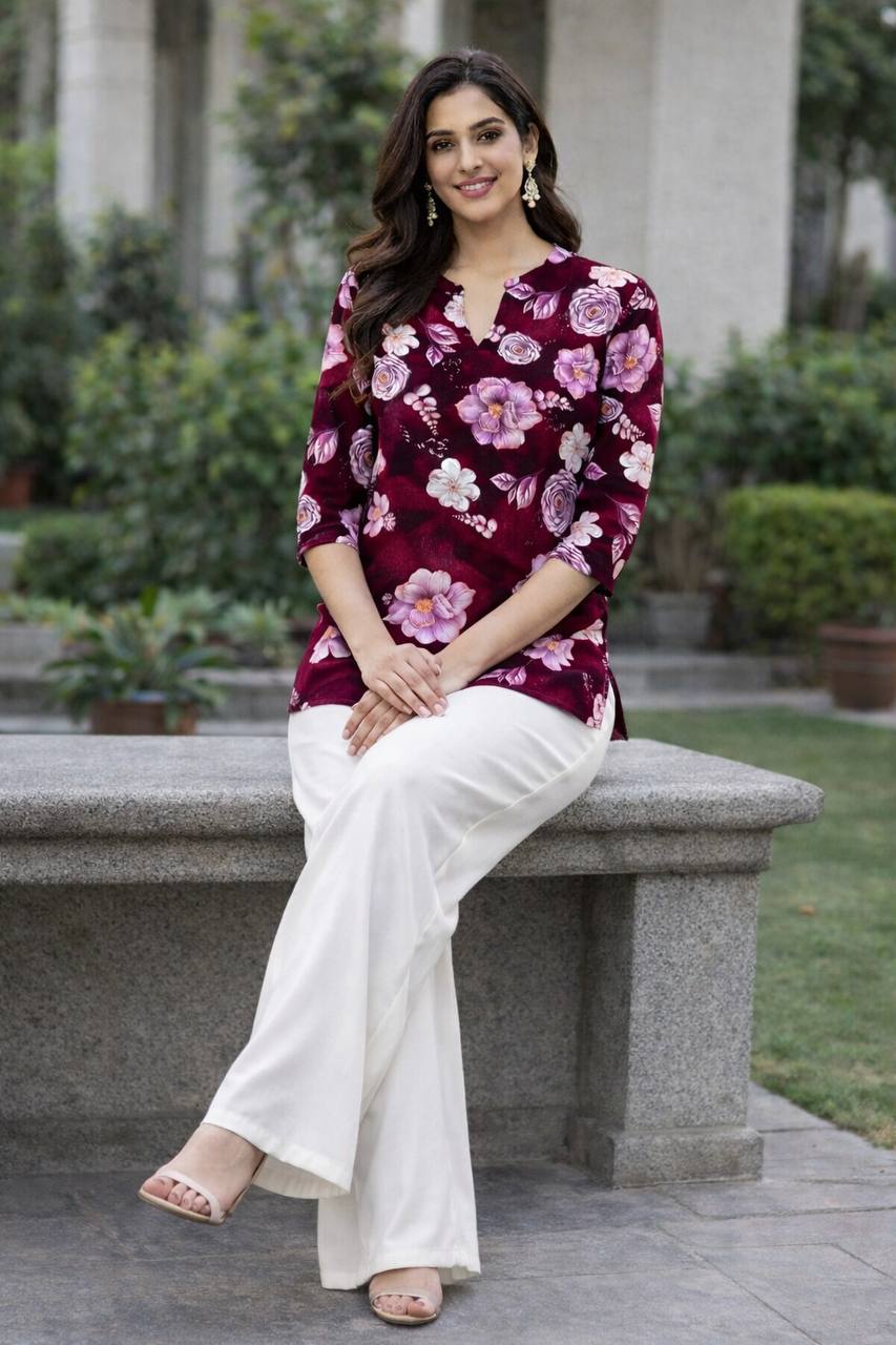 rayon kurti palazzo ethnic outfit for women