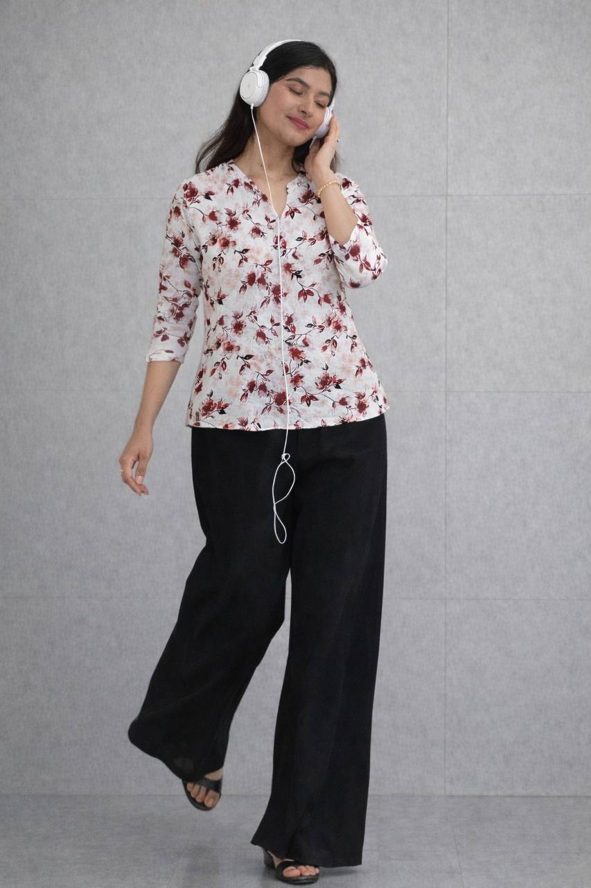 designer rayon kurti with black palazzo for women