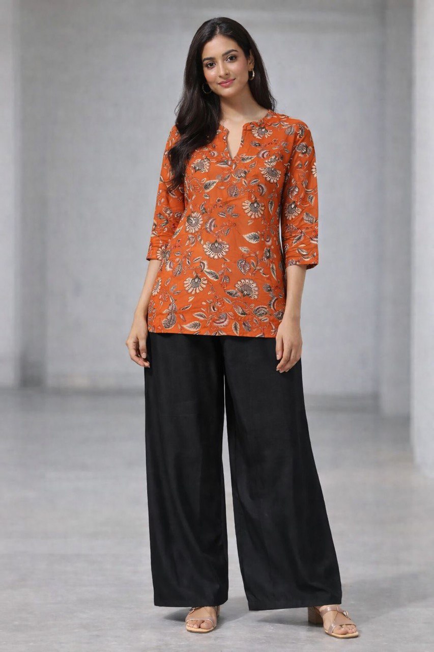 printed rayon kurti palazzo set for women