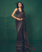 navy blue georgette saree for women