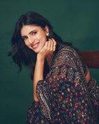 sequins work georgette saree