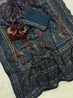 stylish festive saree navy blue