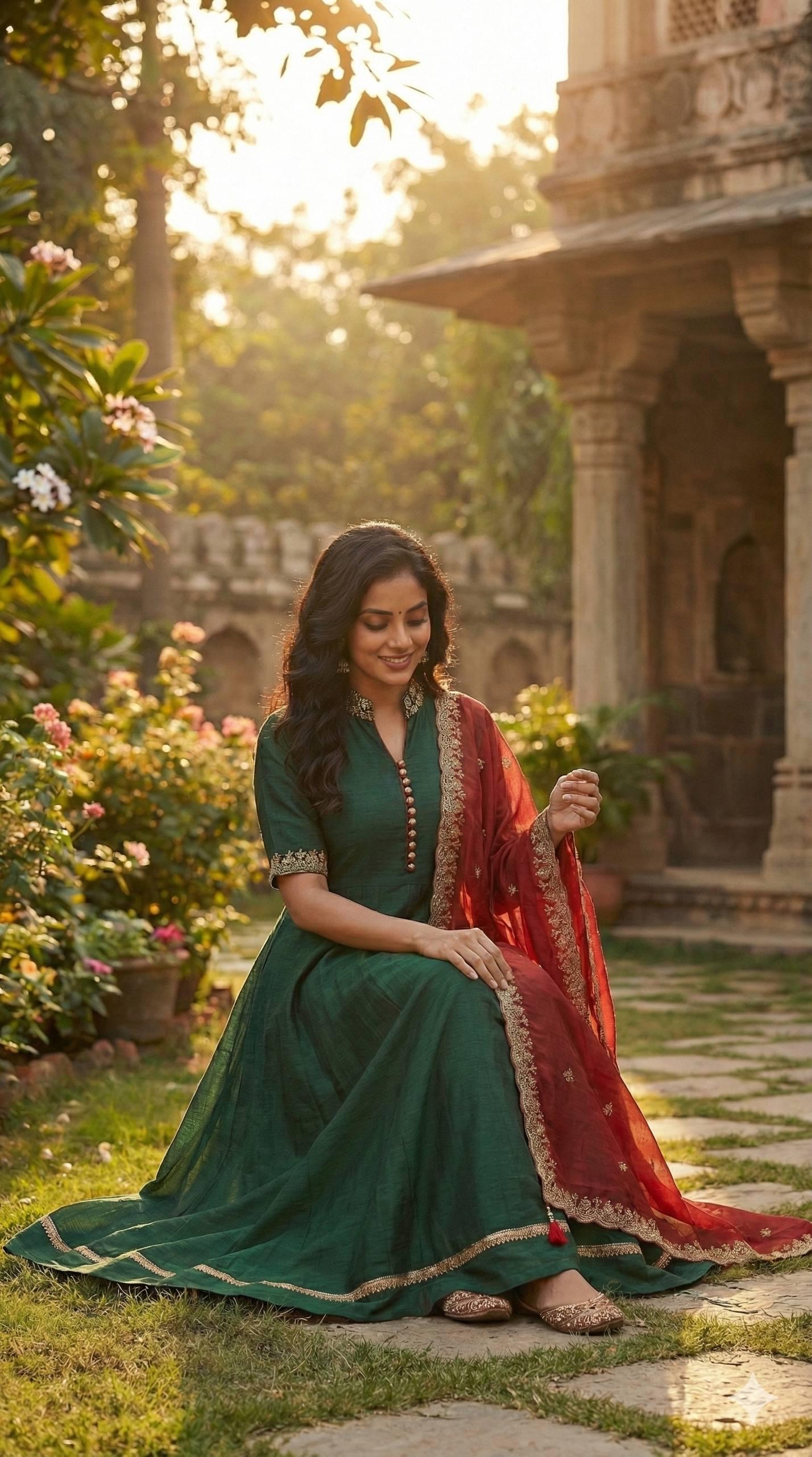 festive anarkali dress with dupatta  