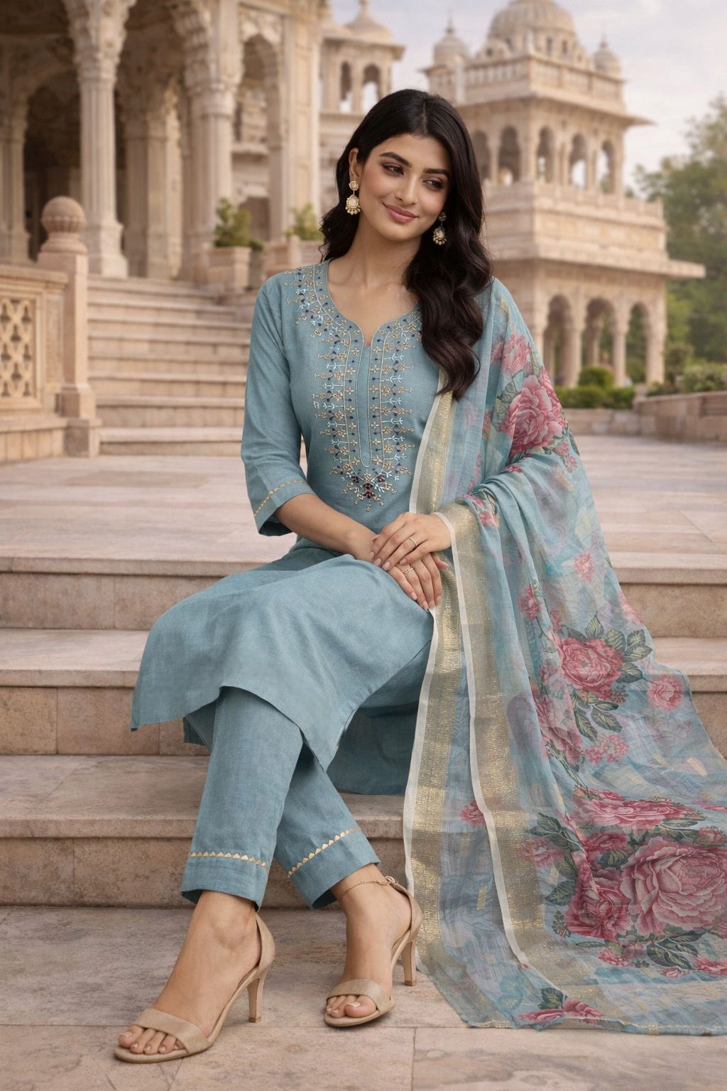 floral dupatta ethnic wear  