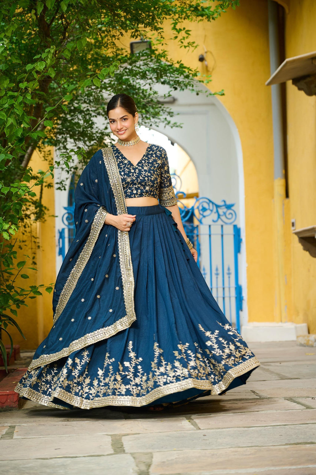 navy blue lehenga choli for women  