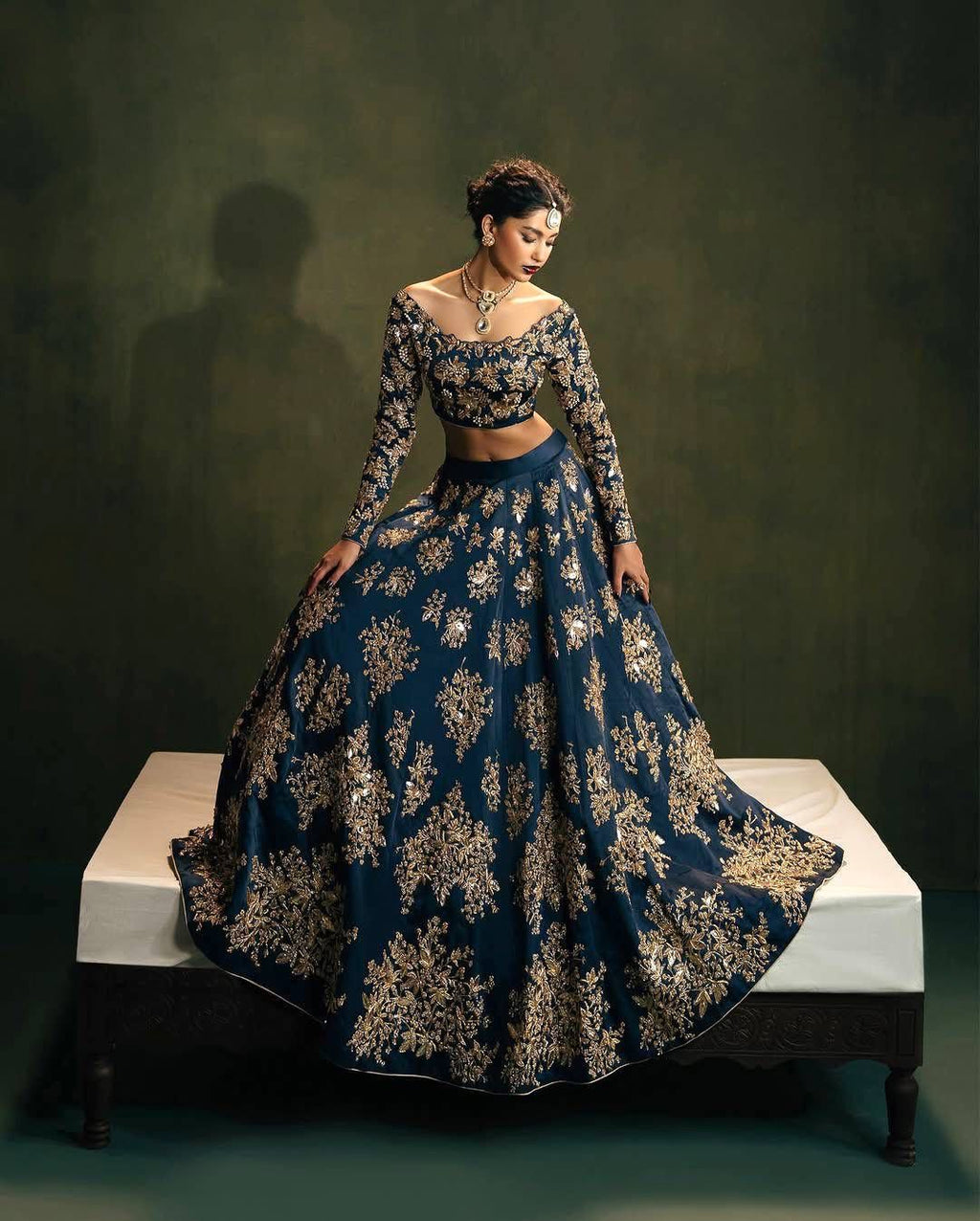 navy blue designer lehenga choli  