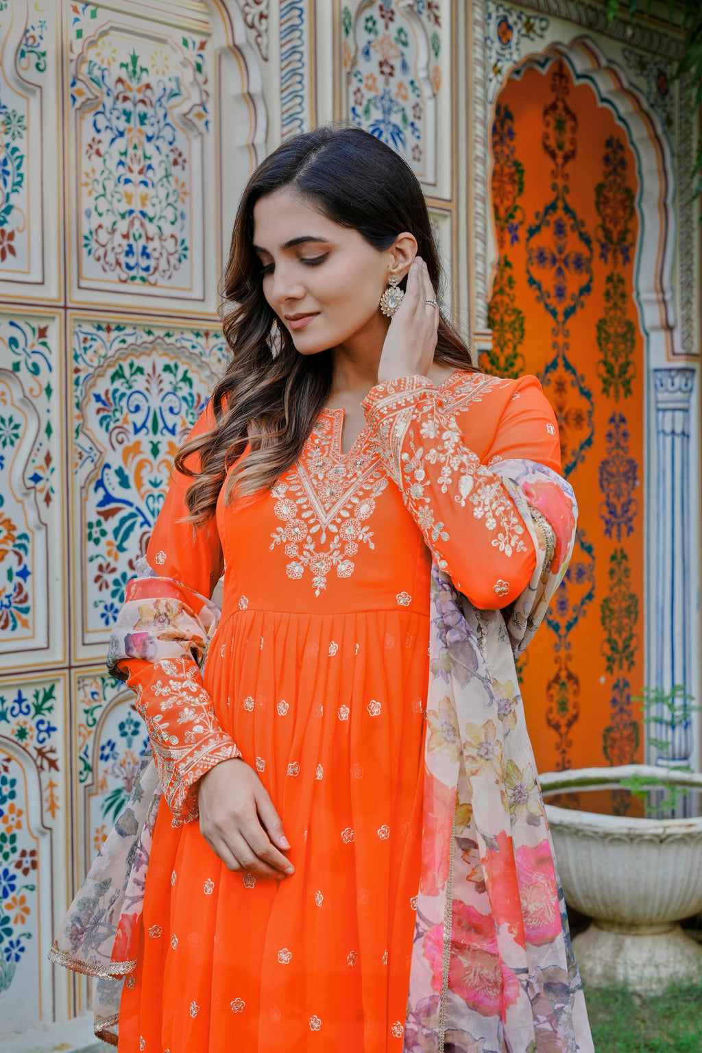 Designer ethnic gown with dupatta
