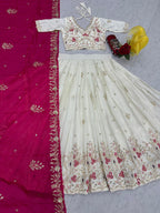Embroidered Chinon Lehenga Choli with Dupatta for Women – Festive & Wedding Wear - Vastra Collection
