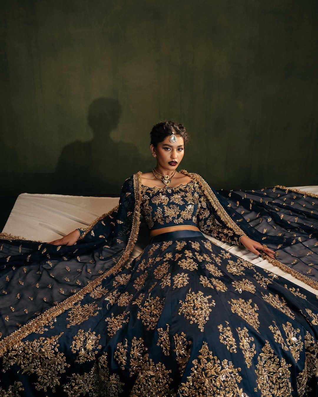 Navy Blue Designer Lehenga Choli with Heavy Zari & Sequins Embroidery – Wedding & Party Wear Lehenga