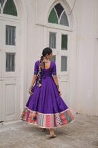Back design of traditional Anarkali gown with elegant flare
