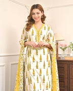 Close-up of mirror work neck on cotton kurta
