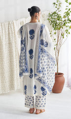 Back view of Jaipuri cotton suit set with floral print dupatta