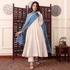 chanderi kurti blue dupatta
