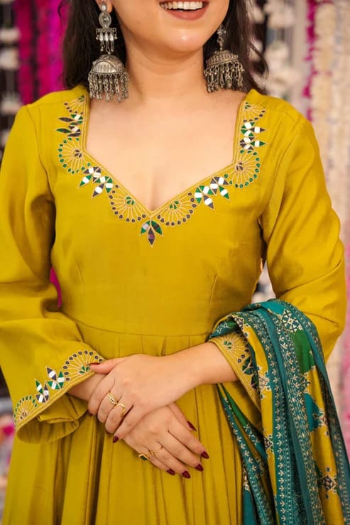 chanderi silk gown
