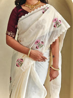 floral embroidered saree