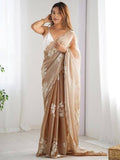 Designer sequence saree with soft shaded fabric and dual sequence work for party wear  
