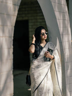 digital print linen saree  