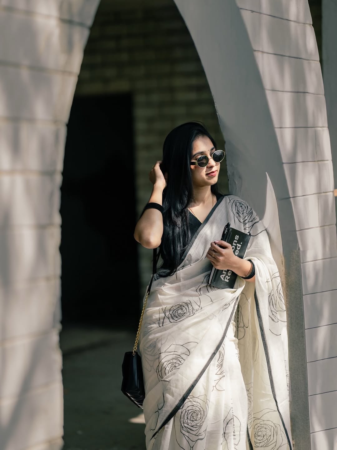 digital print linen saree  