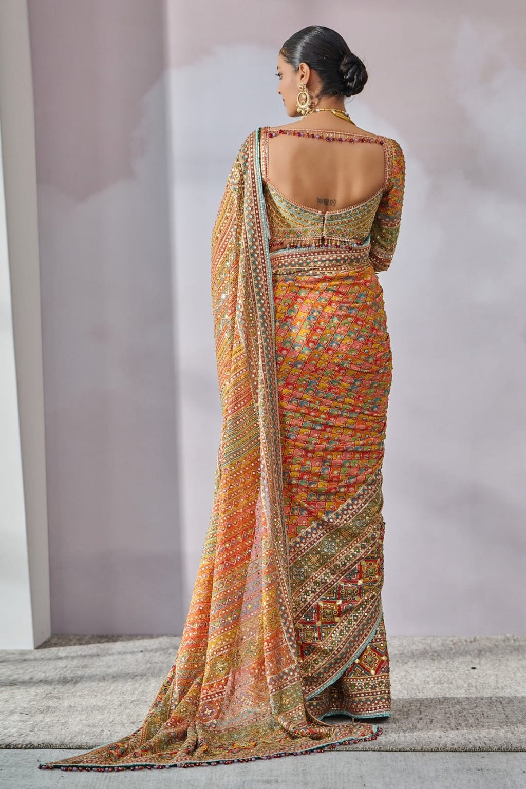 Wedding wear mirror saree

