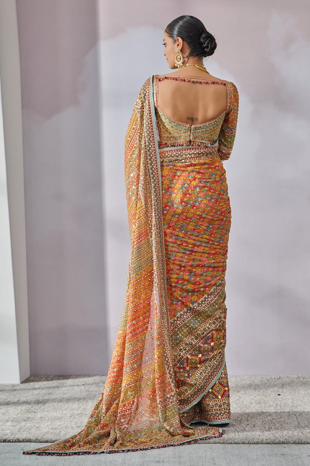 Wedding wear mirror saree
