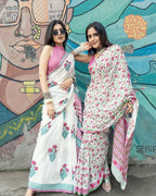 floral linen saree  