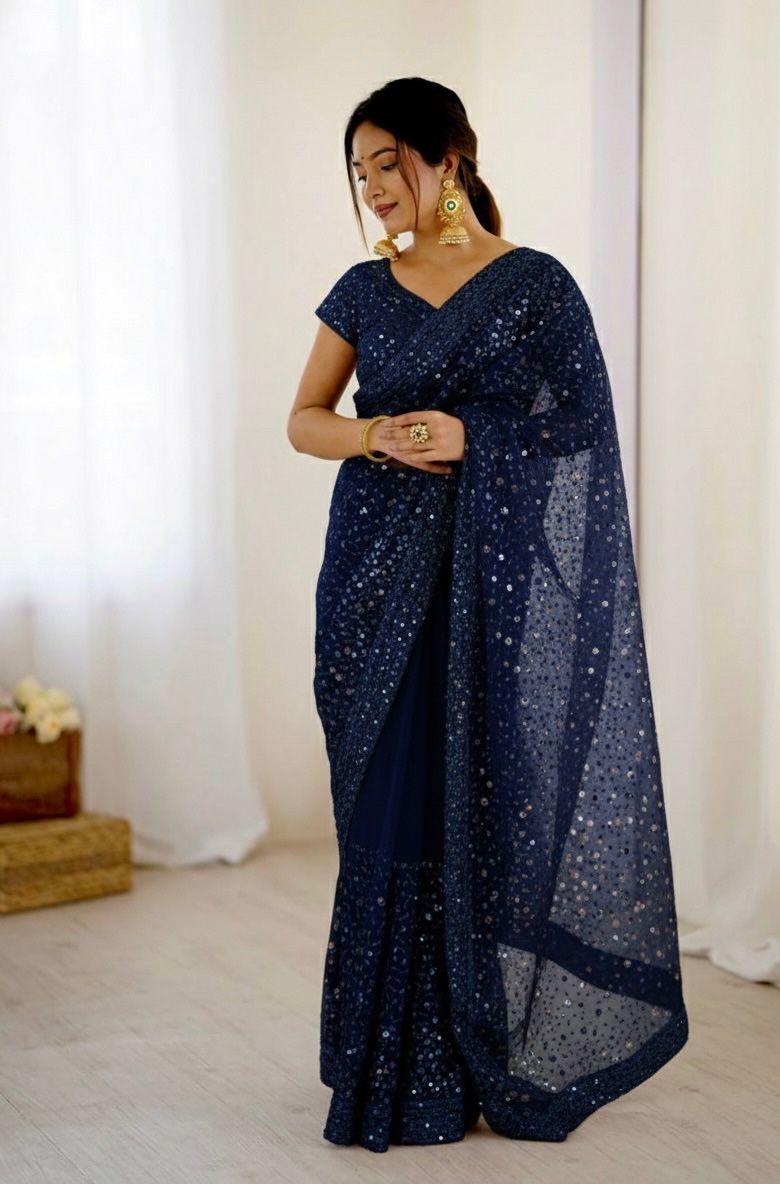 glitter saree women