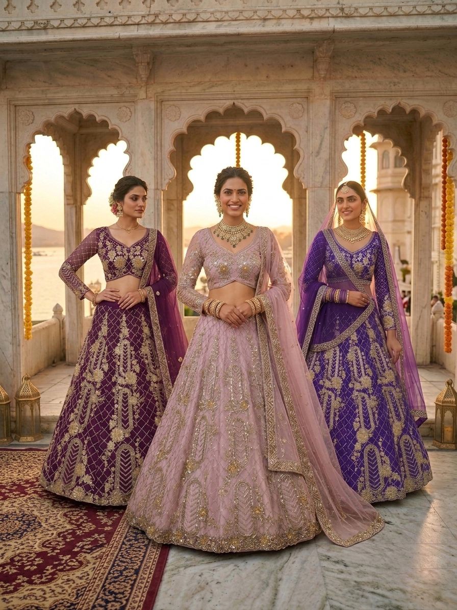 heavy embroidery wedding lehenga

