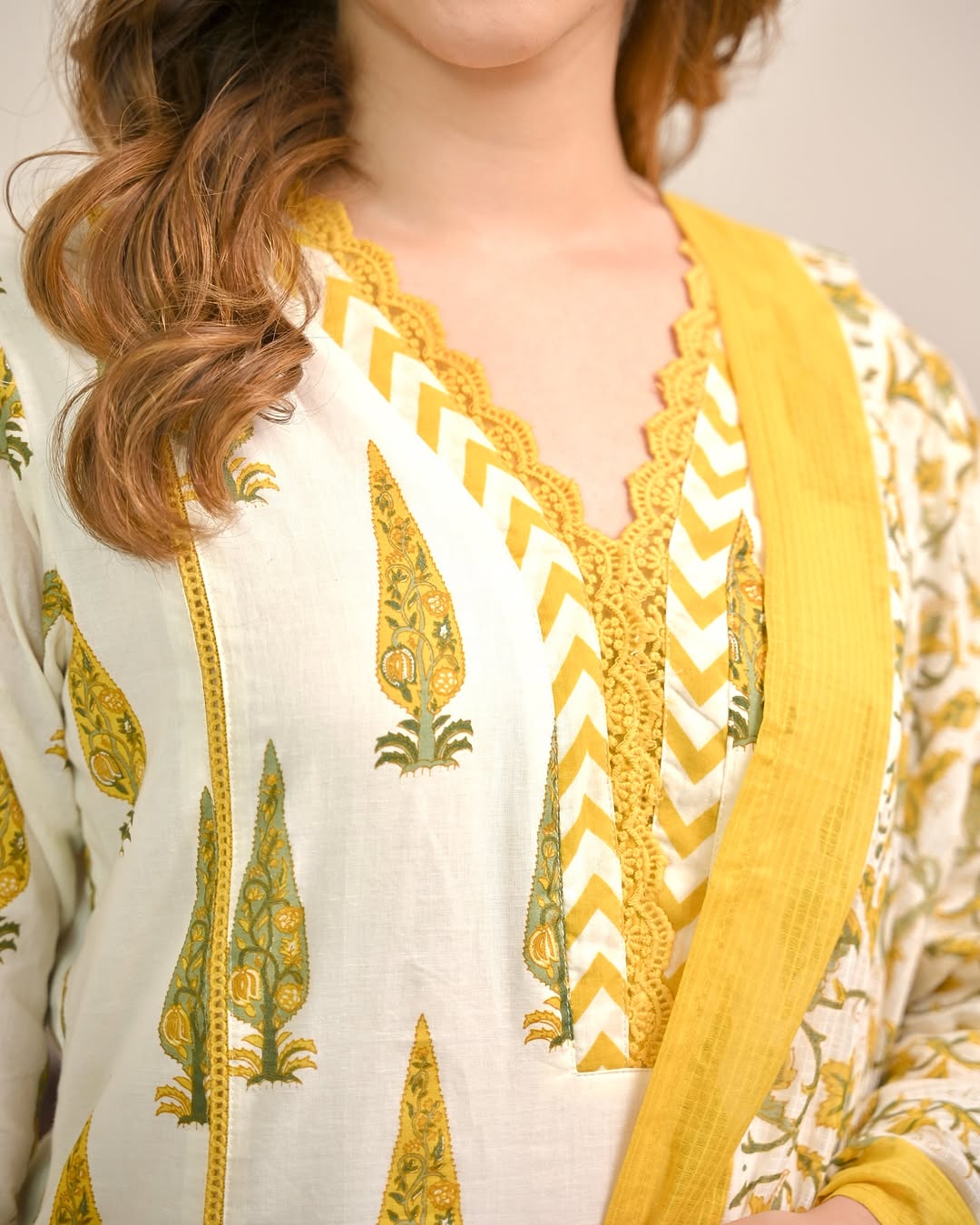 Jaipuri cotton kurta palazzo set with dupatta