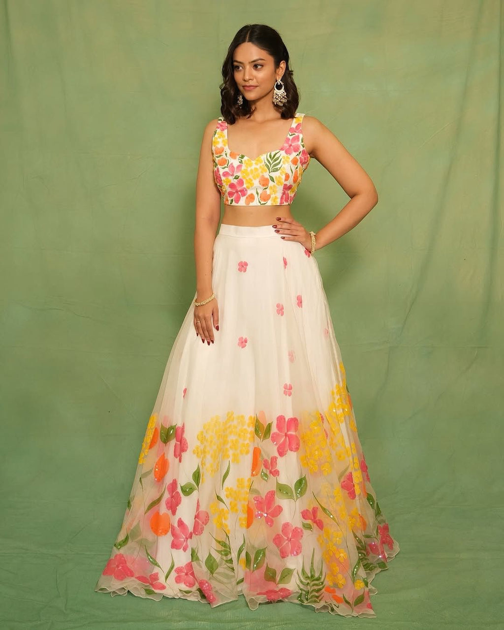 Summer lehenga set for haldi and mehendi function