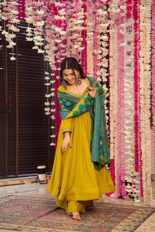 mirror work anarkali suit
