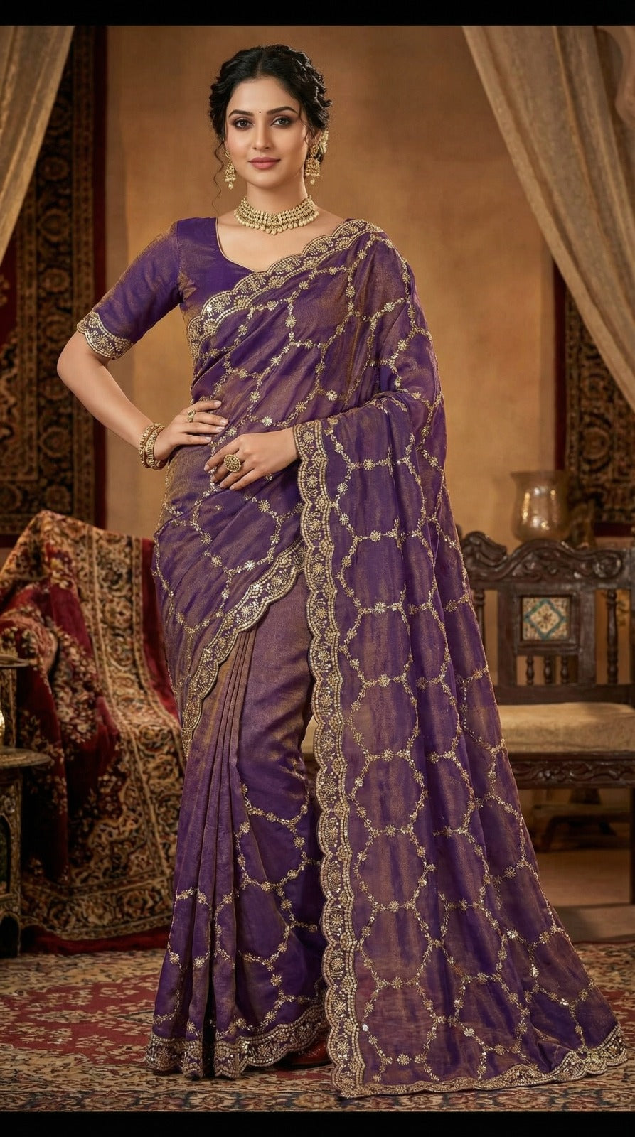 moss silk saree purple
