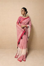 pink linen saree  
