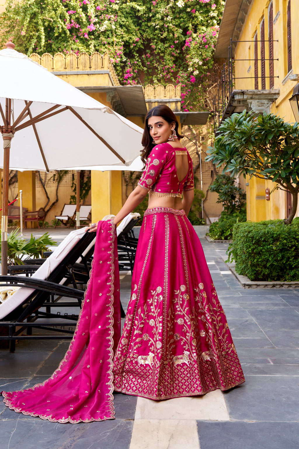 silk embroidered lehenga