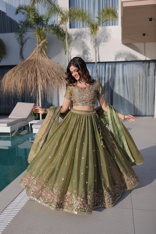 pista green lehenga
