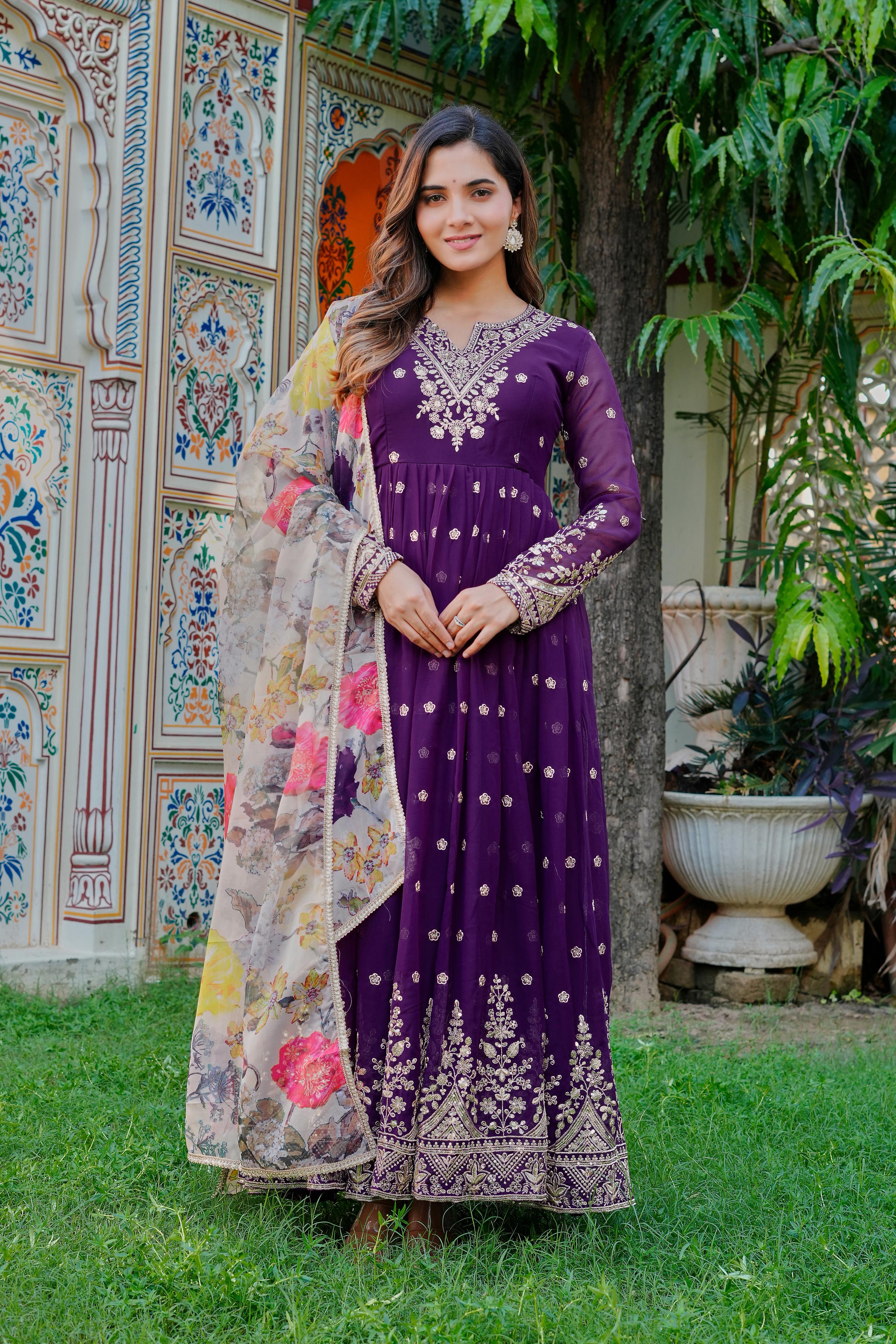 Designer ethnic gown with dupatta
