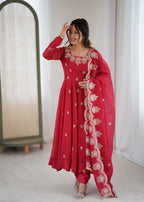 red anarkali gown
