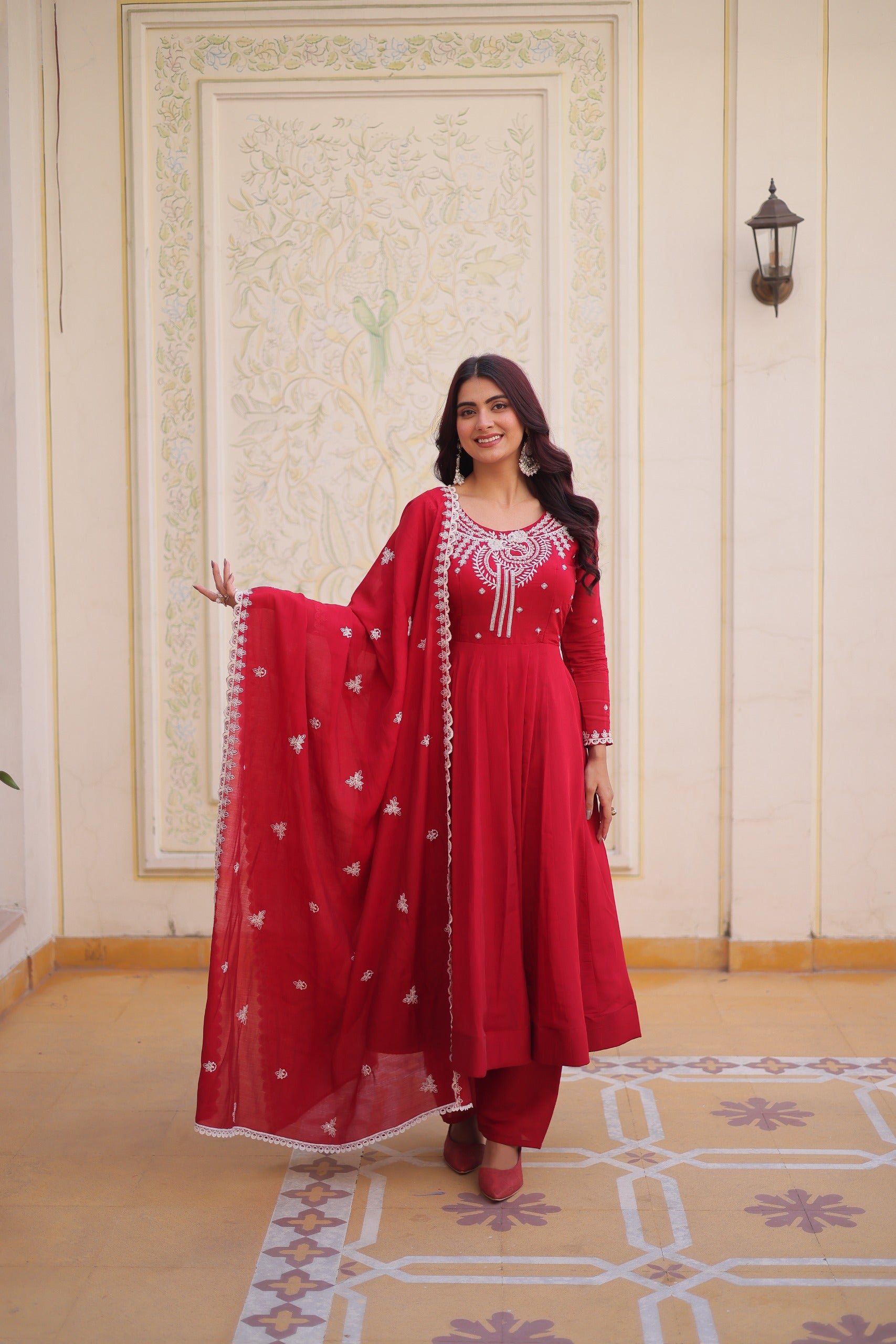 embroidered gown dupatta

