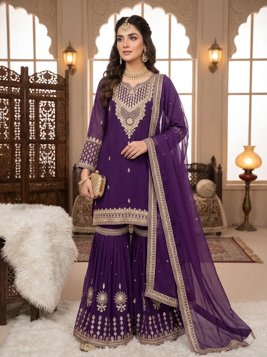 embroidered ethnic suit  