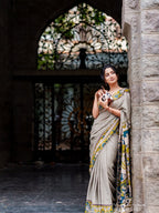 Printed pallu saree with elegant design

