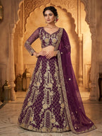 wine designer silk lehenga india