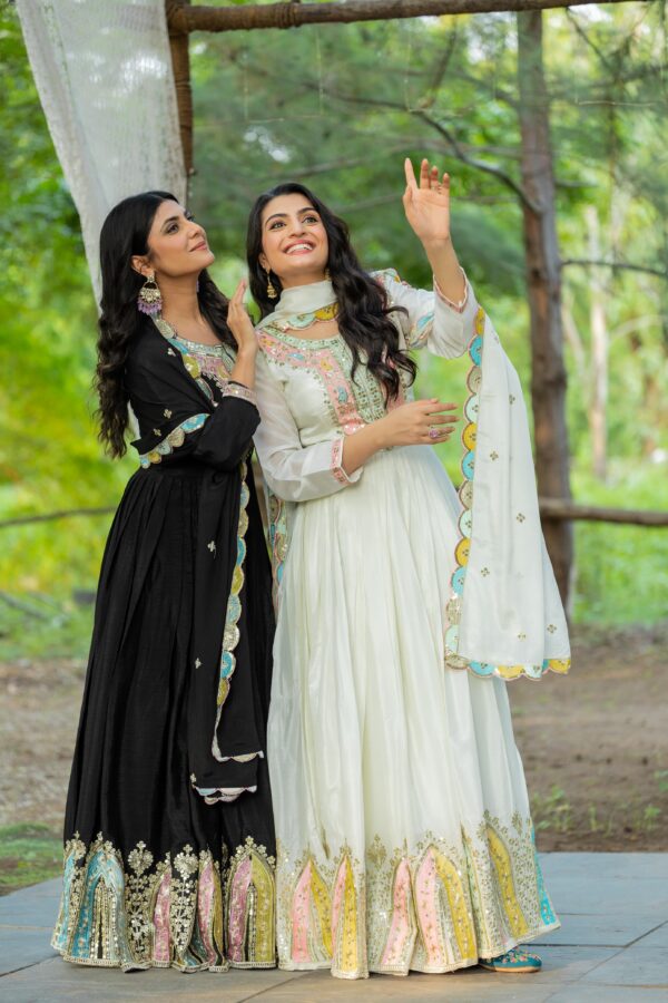 Regal Heavy Chinon Silk Designer Embroidered Gown with Dupatta