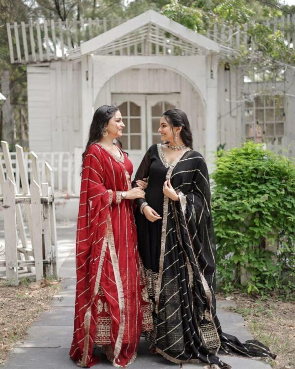 Elegant Faux Blooming Sequin Embroidered Gown with Designer Dupatta